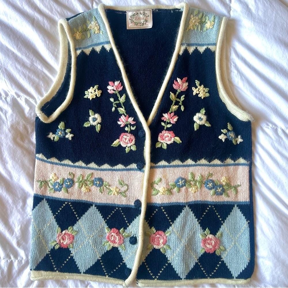 y2k floral Knit Vest